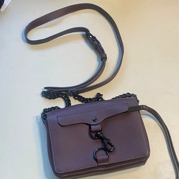 Rebecca Minkoff Plum Leather Mini Crossbody Bag with Gunmetal Hardware - Picture 1 of 6
